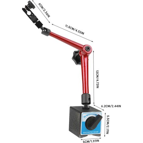 350 mm verstellbarer universeller Magnetständer zur Aufnahme von Messuhren (1/5)