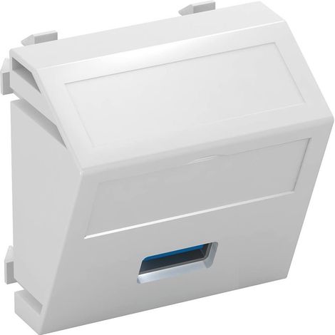 OBO Bettermann Multimediaträger USB 3.0 A Buchse mit Schraubanschluss 45x45mm Polycarbonat reinweiß RAL 9010, 6104886