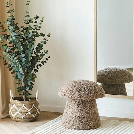Pouf bouclette marron teddy design champignon BERLIN