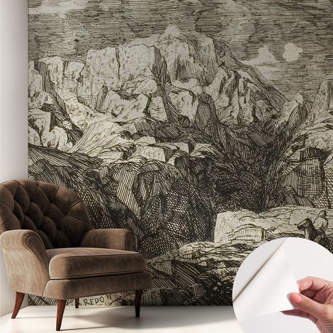 Papier peint adhésif décoratif pour salon chambre et cuisine Facile à poser avec colle Paysage montagneux 250x250 cm (1/5)