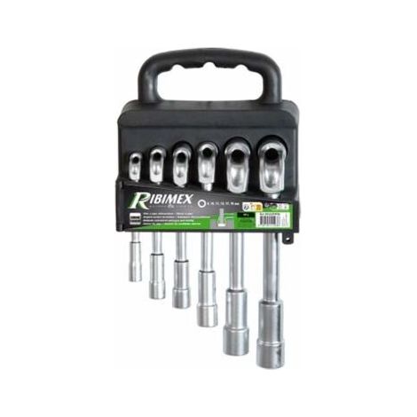 Lot de 6 clés à pipes débouchées 6 pans – Acier forgé chromé vanadium – Finition satinée – Dimensions Ø 8 à 19 mm (1/5)