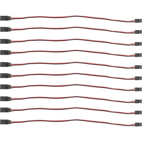 10 Stück 3-poliges Servo-Verlängerungskabel für Modellautos, Servo-Treiber-Anschlussleitung, Messing-Innenkern, 300 mm, Stecker