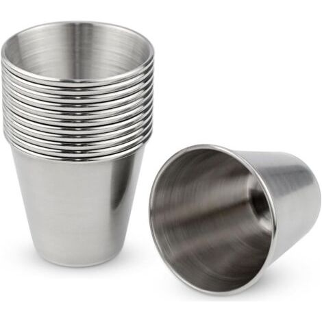 12-piece set of stainless steel cups, stackable and reusable, robust stainless steel cups for children, suitable for coffee, beer, whiskey, camping, travel, bars and more