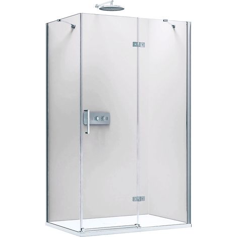 Bernstein – Paroi de douche d'angle 8mm – Verre de sécurité ESG – Charnière droite – Profilé chrome – Installation au sol ou avec receveur – Largeur 90/120 cm - NT403