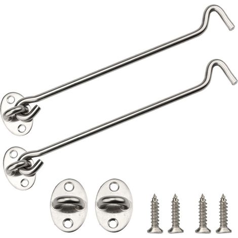 Lot de 2 crochets d'aération pour fenêtre en acier inoxydable - Crochets d'aération en acier inoxydable - 10 cm