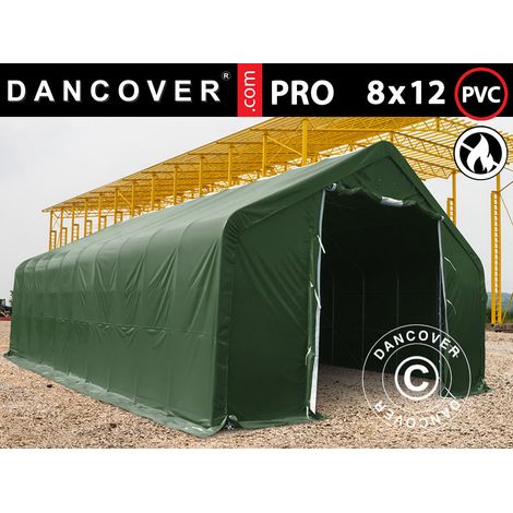 Storage shelter PRO 8x12x5.2 m PVC w/skylight, Green - Dancover (1/2)