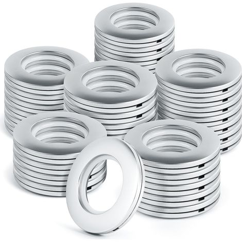 Anneaux Rideaux 40mm Plastique avec Œillets  32 Pièces Argenté pour Tringle Ronde/Rideau Fenêtre/Salle de Bain/Bricolage