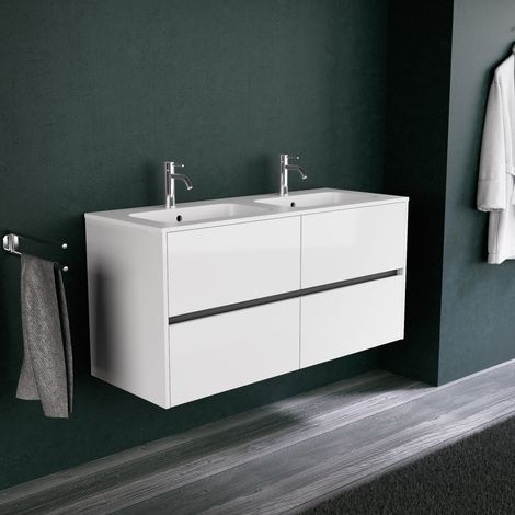 Inda - Meuble de salle de bain 4 tiroirs L.120 avec double vasque (1/5)