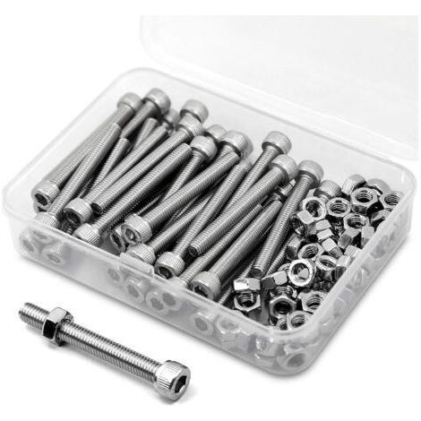 40pcs écrou à vis hexagonale intérieur boîte combinée vis cylindrique M5 50mm avec Hexagone intérieur (1/5)