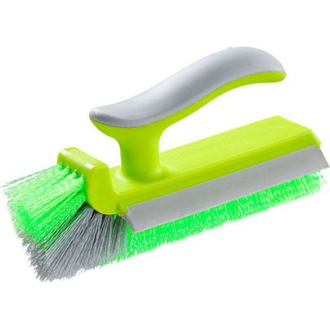 Brosse coins V – Nosheir – brosses angles joints carrelage salle bain cuisine – brosse nettoyage + raclette – 18 cm vert anis (1/4)