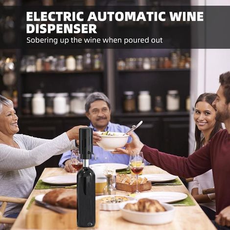 Aeratore elettrico per vino - Decanter e dispenser automatico per vino - Ricaricabile tramite USB - Per amanti del vino - ABS nero - 1 pezzo (1/5)