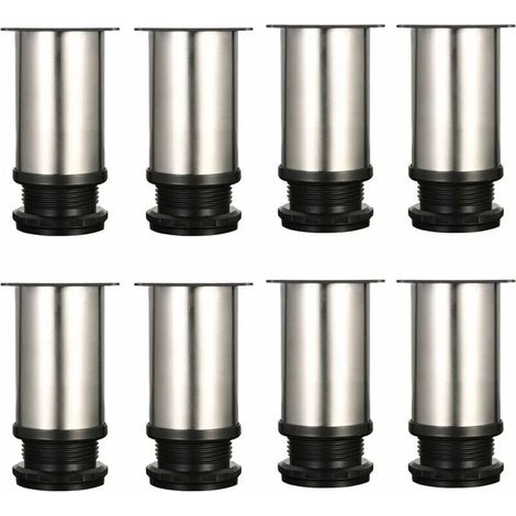 Juego de 8 patas para muebles, patas ajustables, metal cromado, altura ajustable (80-95 mm) (1/4)