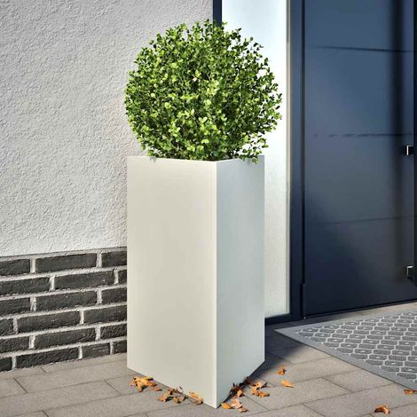 Lot de 2 Jardinières Triangulaires en Acier Blanc pour Fleurs et Plantes 50x43x75 cm - PANGIVO (1/5)
