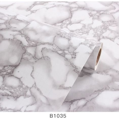 Film Adhésif Décoratif - Marbre Gris - PVC Imperméable Sans Phtalates - Pour Meuble - 65 cm x 200 cm (1/4)