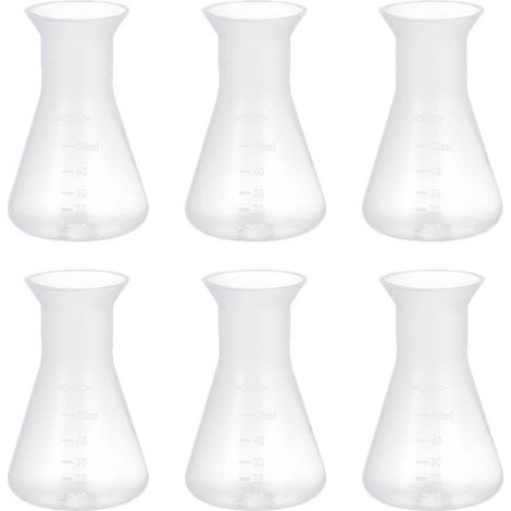 Stück professionelle Erlenmeyerkolben, Kunststoff-Laborflaschen, 50 ml-8x5x5cm-Transparent (1/2)