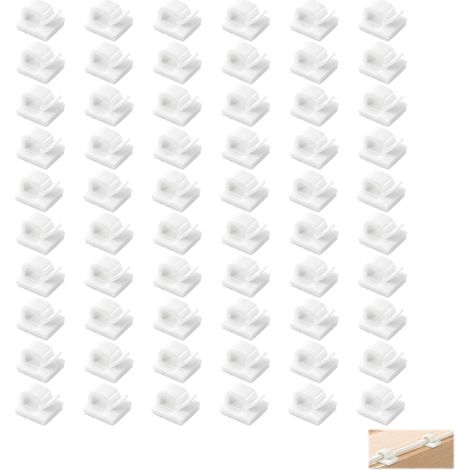 100 Pièces Clips Cable Blan, Attache Cable Adhésif, Clip Support Attache Serre accroche, Clip Câbles Adhésif Durables, Clips Cables Auto, Clipes Câbles et Cavalier Câble Électrique Réutilisables (1/5)