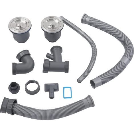 Double Drain Kit for PVC Sink Universal Drain Kit Multiple Deodorant Quick Flexible Drain for Basin (1/2)