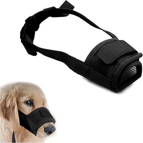 Muselière pour Chiens Muselière Souple Réglable pour Chiens Nylon Museliere Anti AboieMent Anti-Morsure Moyens et Museliere Petit Chiens S le noir (1/5)
