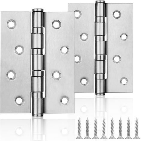 Charnière Porte Inox - 2 pièces, Charnière Porte Inox 100x75mm Chromé - Placard/Tiroir (1/5)