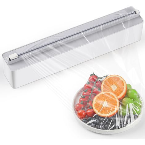 Blanc Distributeur Film Alimentaire Magnétique Coupe capsules Amélioré avec Lames Tranchantes, Distributeur Papier Aluminium et Film Pratique (1/5)