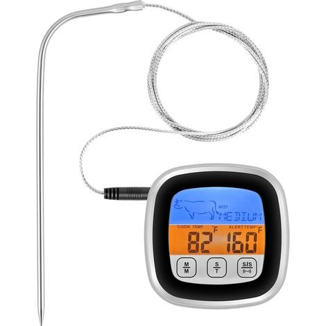 Thermometre Cuisine Numérique, Thermomètre à Viande numérique précis avec Alarme, Lecture Rapide, Facile à Utiliser, Thermometre Cuisson pour fumoir, Four, Barbecue, Gril, Horloge, minuterie (1/5)