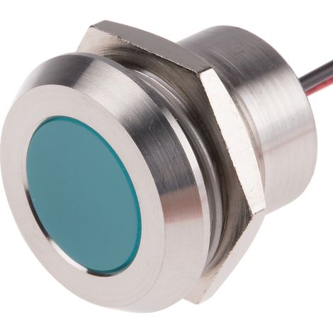 Voyant LED lumineux Bleu RS PRO, dia. 22mm, 24V c.c., IP67 ( Prix pour 1 ) (1/2)