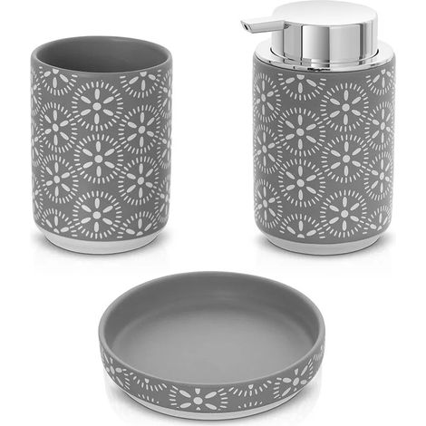 Set accessori bagno 3 pezzi da appoggio in ceramica grigio Circus (1/5)