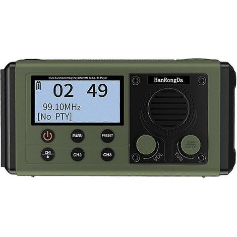 HanRongDa IPX6 Solarradio mit Lautsprecher, DAB/FM-Empfänger, Solar-/Handkurbelladung, Taschenlampe, SOS-Alarm, Überlebensradio für Camping (1/5)
