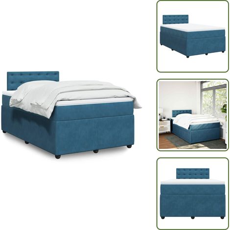 vidaXL Sommier à lattes de lit et matelas bleu 120x190 cm velours