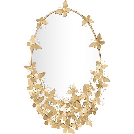 Wandspiegel oval goldfarben mit dekorativen Schmetterlingen Butterfly Wind (1/5)