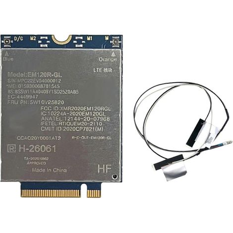 EM120R-GL 4G-Modul + 2 EM120R CAT12 600 Mbps M.2/Key B-Antennen für ThinkPad X1 Yoga (6. Generation), X13 Yoga, P14s, T14, T15 und T15s (1/5)