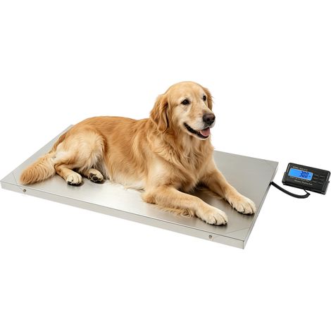 Balance pour animaux de compagnie robuste 660lb/300kg, balance numérique pour animaux avec écran LCD et plate-forme en acier inoxydable 103.5x53 cm pour chiens, chats, bétail (1/5)