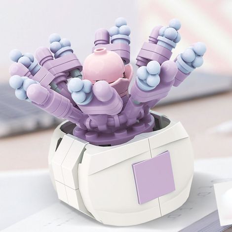 Blocs de construction pour plantes, série bonsaï, fleurs décoratives en plastique coloré à monter soi-même, collection botanique, sac violet coloré (1/5)