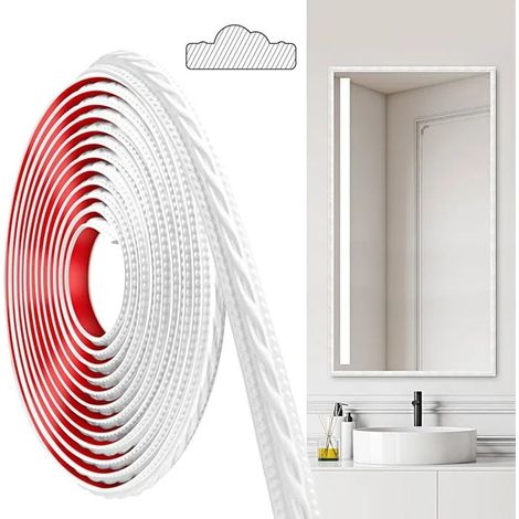 Moulures PVC autocollantes, 600cm×2cm, pour plafonds, murs, bordures, cadres miroirs, plinthes, ar - Blanc (600cm×2cm) 600 cm x 2 cm (1/5)