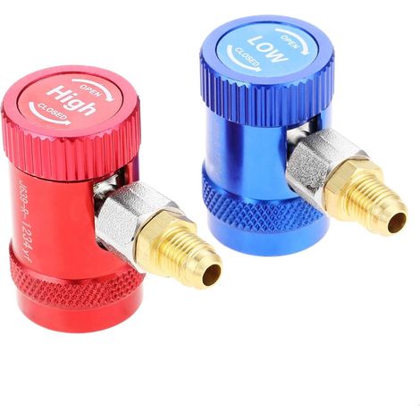 R1234yf Adaptateurs de coupleurs rapides, raccord réglable pour voiture, compresseur CA automatique, kit de connecteurs de réfrigérant côté haut/bas, port mâle, 1/4, ensemble haute et basse pression