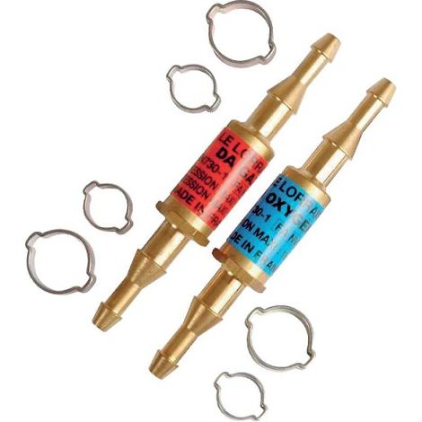 Raccords à clapet antiretour pare flamme oxygène/gaz pour tuyau diamètre intérieur 10 et 6,30 mm - LE LORRAIN