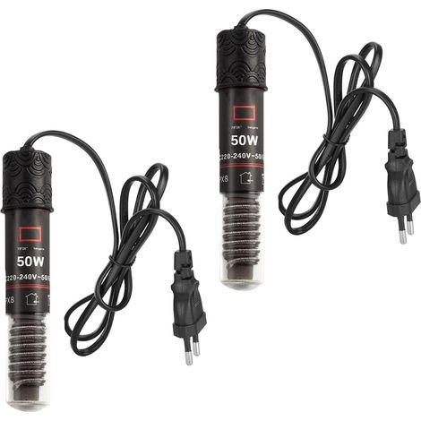 Mini Aquarium Heating Stick, 50W Pack of 2, Turtle Heating Thermostat for Small Aquariums, for Saltwater and Fresh Water, with 39" Power Cord (2) (1/5)