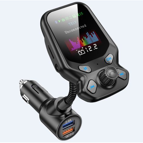 Nouveau lecteur MP3 Bluetooth pour voiture avec grand écran couleur, multifonction QC3.0, affichage des paroles, emplacement pour carte mémoire et prise en charge des appels mains libres – configurati (1/3)