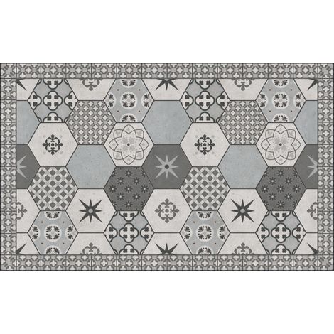 Tapis vinyle effet carreaux de ciment 120x170cm – Imperméable et anti-UV – Anti-dérapant – Facilité de lavage – Hypoallergénique – Novofloor (1/3)