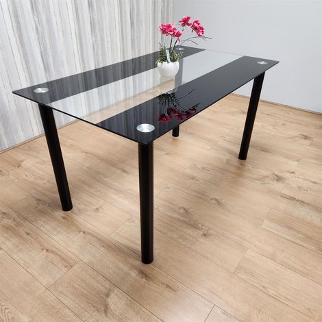 Dining Table Clear Glass Kitchen Place for 6 Seats, Dining Table Only (Clear H 75 x L 140 x W 80 cm) (1/5)