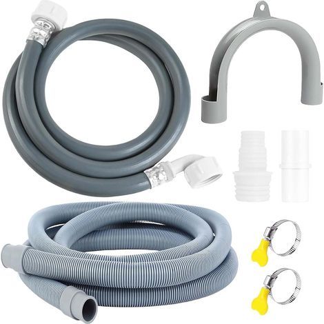 Tuyau d'alimentation pour machine à laver et lave-vaisselle 2955 - Raccord de taille 1,5 m I 3/4" coudé/droit incl. joint - Tuyau d'alimentation en eau universellement utilisable, indépendant du (1/5)