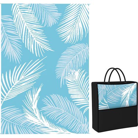 Wendbarer Outdoor-Teppich 274x182 cm, wetterfester PP-Bodenteppich, mit Tragetasche, blau (1/5)