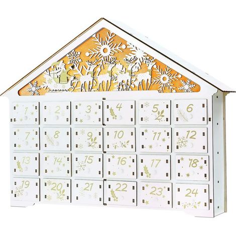 Calendario de Adviento 2023 para rellenar, Calendario de Adviento de madera, 24 calendarios navideños con luces LED, Cuenta atrás para Navidad, Tiempo de Adviento, Regalo para la decoración navideña (1/5)