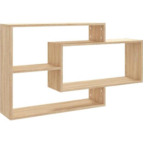 vidaXL Estantes pared madera contrachapada color roble 104x20x58,5 cm (1/2)