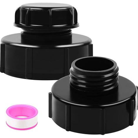 Set di 2 adattatori per serbatoi IBC con coperchio, raccordi di collegamento valvola da filettatura grossa S100x8 a S60x6, adattatore per contenitore IBC per serbatoio di acqua piovana con valvola a s (1/5)