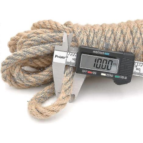 Corde de jute en chanvre de 10 mm d'épaisseur pour décoration, bricolage, jardinage, arbre à chat (10 mètres) (1/3)