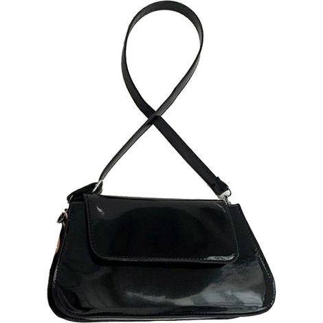 Einzelne Schultertasche aus glänzendem Lackleder im Freizeitstil, Damen-Schulterhandtasche für Alltag und Party (1/5)