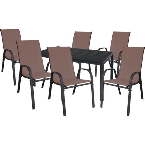 Gartengarnitur 7-teilig 150x90cm Anthrazit/Schwarz 6xStuhl -M691892+6xMMC330884 (1/3)