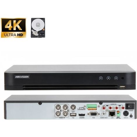 Hikvision DVR 4 canali IP 4 canali 8MP + HDD 1Tb - DS-7204HTHI-M1/S