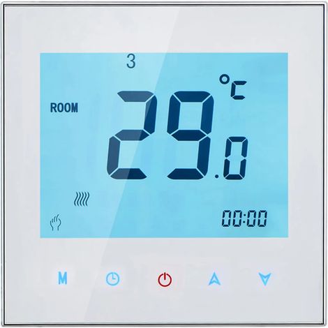 Thermostat d ambiance cinq ampères cent dix à deux cent trente volts avec programmation hebdomadaire écran tactile pour chauffage